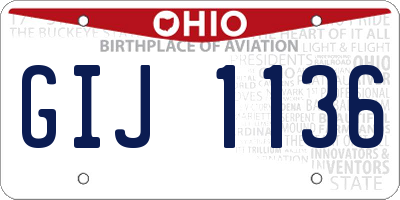 OH license plate GIJ1136
