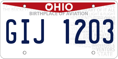 OH license plate GIJ1203