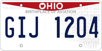 OH license plate GIJ1204