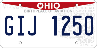 OH license plate GIJ1250
