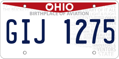 OH license plate GIJ1275