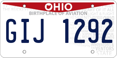 OH license plate GIJ1292