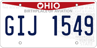 OH license plate GIJ1549