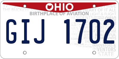 OH license plate GIJ1702