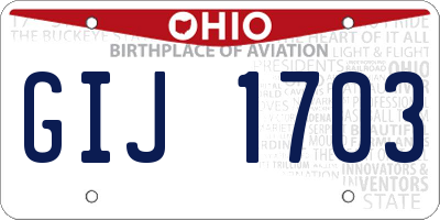 OH license plate GIJ1703