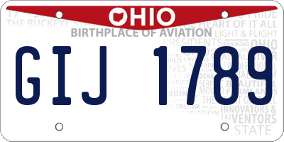 OH license plate GIJ1789