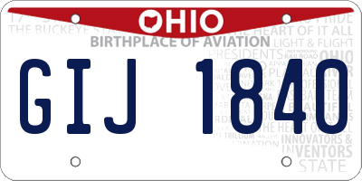 OH license plate GIJ1840