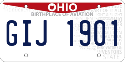 OH license plate GIJ1901