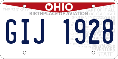 OH license plate GIJ1928
