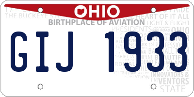 OH license plate GIJ1933
