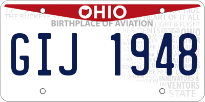 OH license plate GIJ1948