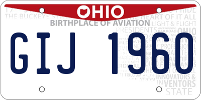 OH license plate GIJ1960