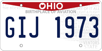 OH license plate GIJ1973