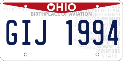 OH license plate GIJ1994