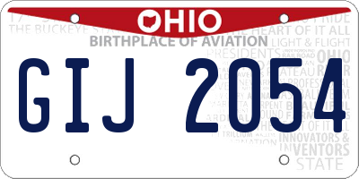 OH license plate GIJ2054