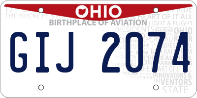 OH license plate GIJ2074