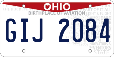 OH license plate GIJ2084