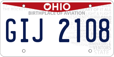OH license plate GIJ2108