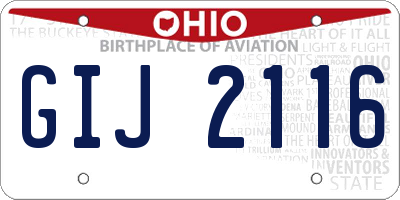 OH license plate GIJ2116