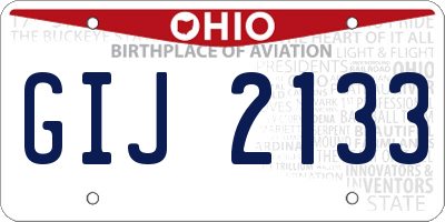 OH license plate GIJ2133