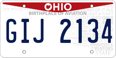 OH license plate GIJ2134
