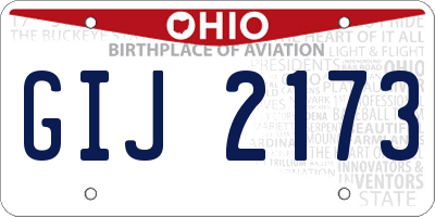 OH license plate GIJ2173
