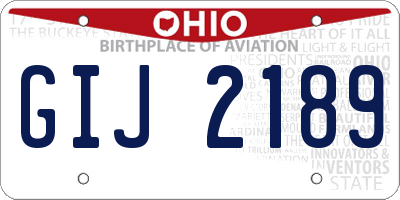 OH license plate GIJ2189
