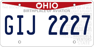 OH license plate GIJ2227