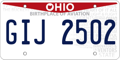OH license plate GIJ2502