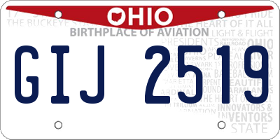 OH license plate GIJ2519