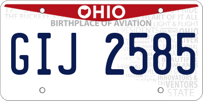 OH license plate GIJ2585