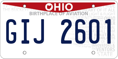 OH license plate GIJ2601
