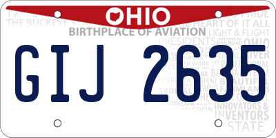 OH license plate GIJ2635