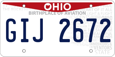 OH license plate GIJ2672