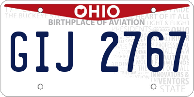 OH license plate GIJ2767