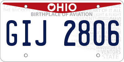 OH license plate GIJ2806