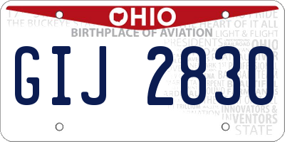 OH license plate GIJ2830