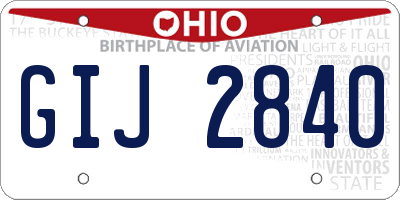 OH license plate GIJ2840