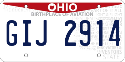 OH license plate GIJ2914