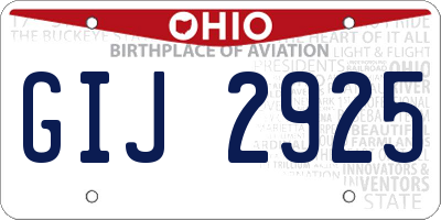OH license plate GIJ2925