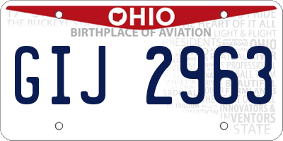 OH license plate GIJ2963