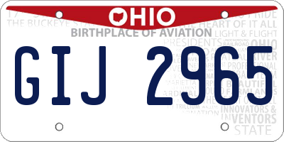 OH license plate GIJ2965