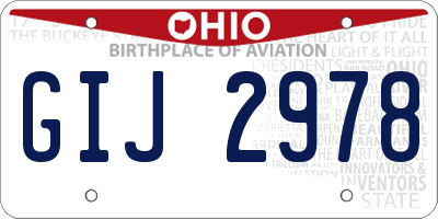 OH license plate GIJ2978