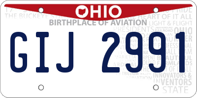 OH license plate GIJ2991