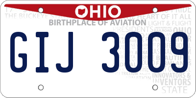 OH license plate GIJ3009