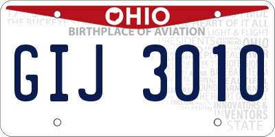 OH license plate GIJ3010