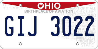 OH license plate GIJ3022
