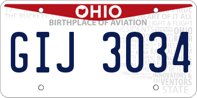 OH license plate GIJ3034