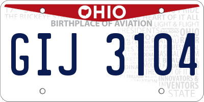 OH license plate GIJ3104