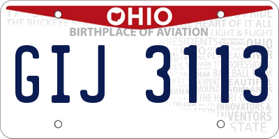 OH license plate GIJ3113
